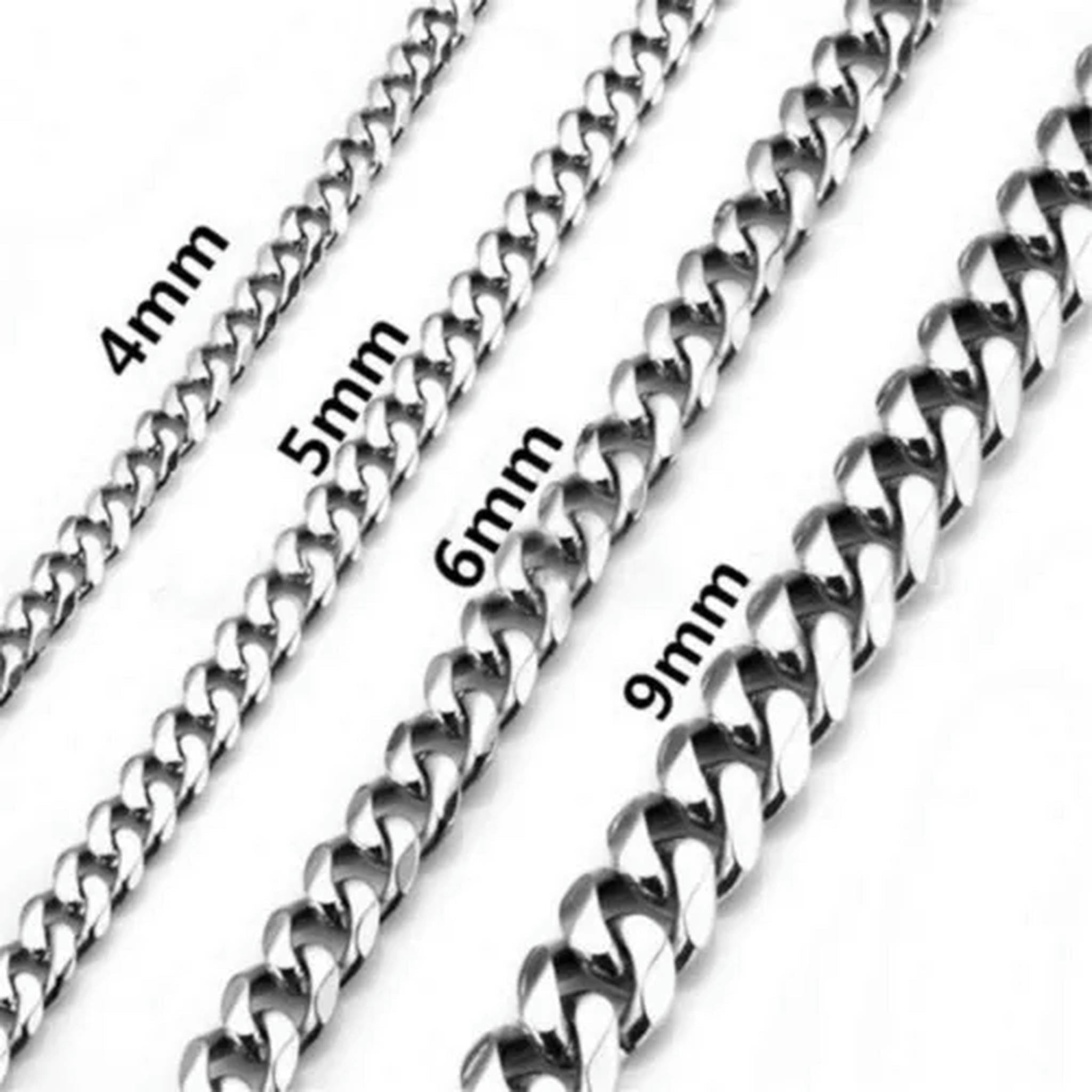 HOOUN 4/5/6/9mm 316L Stainless Steel Hexagonal Curb Chain Necklace 18 ...