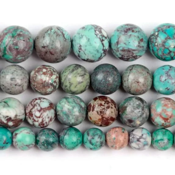 HOOUN 4/6/8/10mm Natural Colorful Sea Sediment Jasper Stone Round Bead For Jewelry DIY-Lake Blue 1-6mm