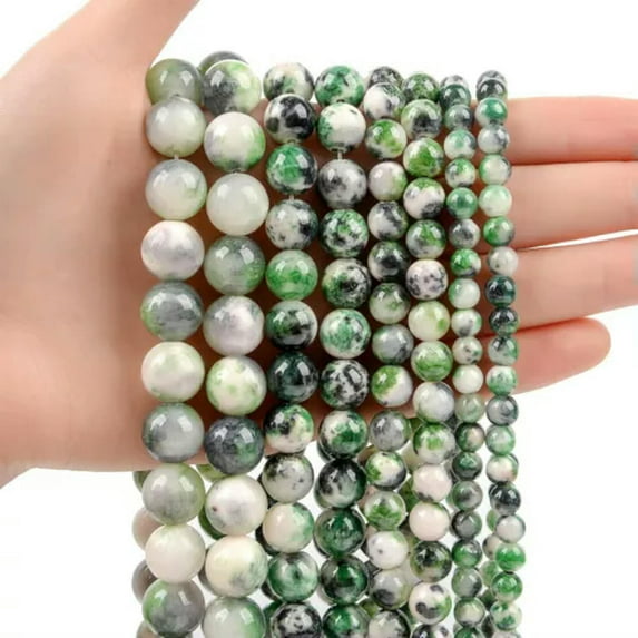 HOOUN 4 6 8 10mm Natural Gemstone Smooth Round Loose Beads For Jewelry Making DIY 15.5-Persian jade4-8mm 44-46pcs