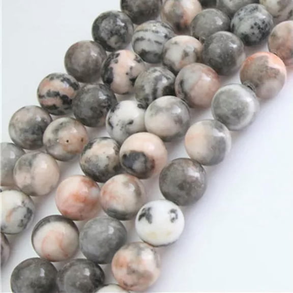 HOOUN 4 6 8 10mm Natural Zabra Jasper Loose Strand Beads Stone Jewelry Making DIY-4MM(90PCS)-Pink Zebra Jasper