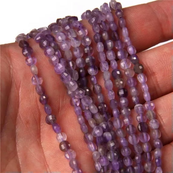 HOOUN 4/6mm Multi-color Natural Faceted Round Genstone Loose Bead for Craft Making DIY-Amethyst-6mm about 60pcs
