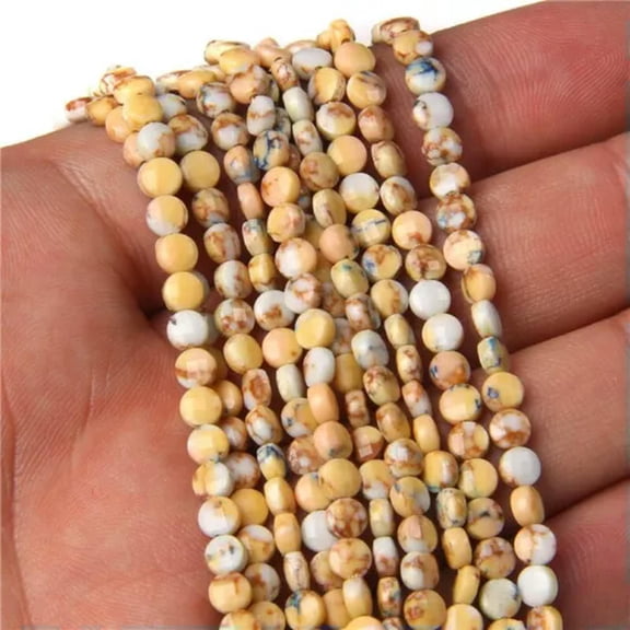 HOOUN 4/6mm Multi-color Natural Faceted Round Genstone Loose Bead for Craft Making DIY-Jasper-6mm about 60pcs