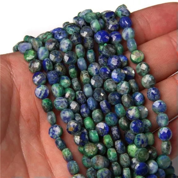 HOOUN 4/6mm Multi-color Natural Faceted Round Genstone Loose Bead for Craft Making DIY-Phoenix Lapis Lazuil-6mm about 30pcs