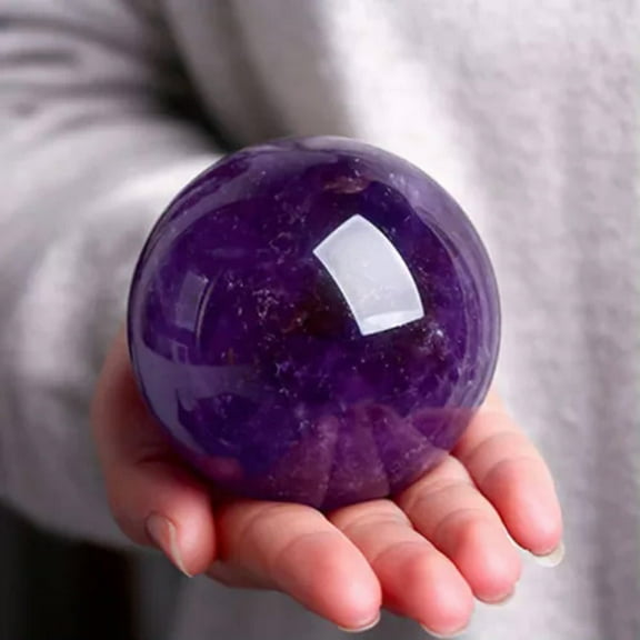 HOOUN 4-7cm Natural Amethyst Crystal Quartz Stone Sphere Reiki Healing Gemstone-60mm