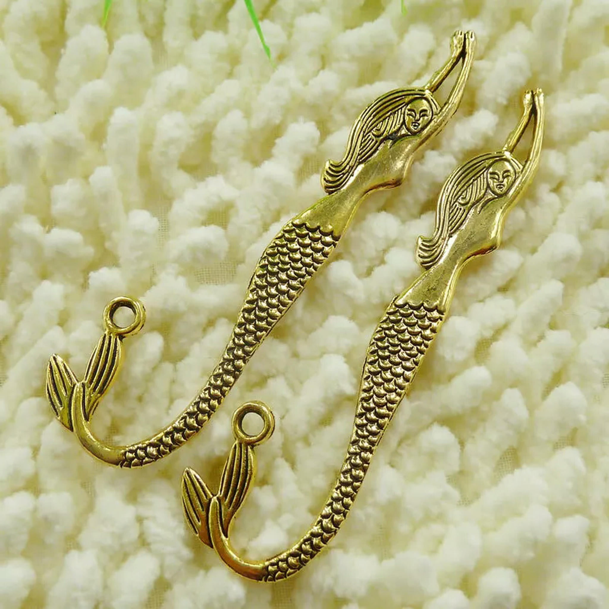HOOUN 42 Pcs Antique Gold Plated Mermaid Bookmarks 81X21MM S150 DIY Jewelry Making