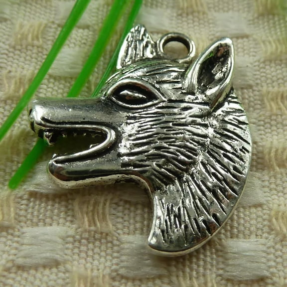 HOOUN 48 Pcs Tibetan Silver Wolf Head Charms Pendant 35X30MM S3947 DIY Jewelry Making