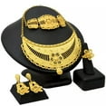 thumbnail image 1 of HOOUN 4Pcs 24k Gold Plated Bridal Necklace Earrings Ring Bracelets Women's Jewelry :yy-03, 1 of 8