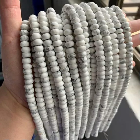 HOOUN 4X6MM/5X8MM Natural Gemstone Abacus Rondelle Loose Beads for Jewelry Making DIY-1 Howlite-5x8mm 15.5 inches