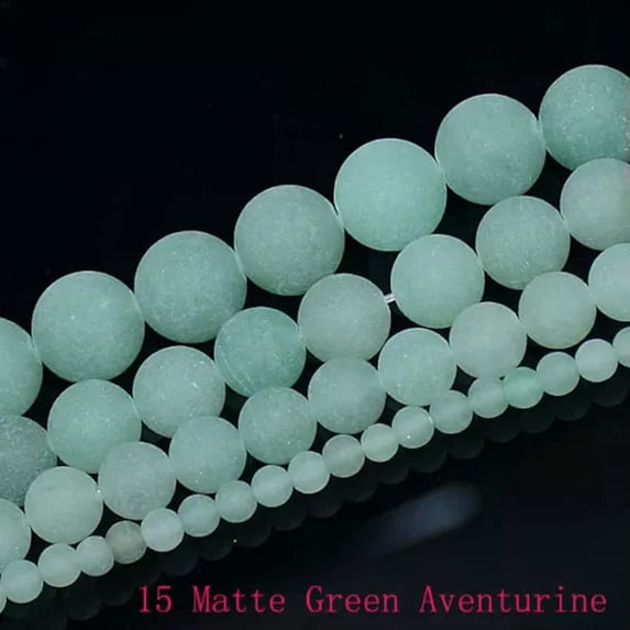 HOOUN 4mm 6mm 8mm 10mm Natural Frosted Matte Gemstones Round Loose Beads Jewelry 15"-10mm-15 Matte Green Aventurine