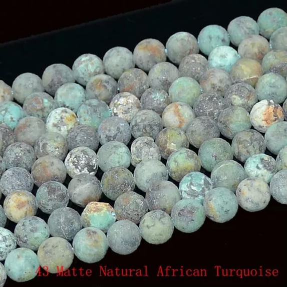 HOOUN 4mm 6mm 8mm 10mm Natural Frosted Matte Gemstones Round Loose Beads Jewelry 15"-12mm-43 Matte Natural African Turqu...