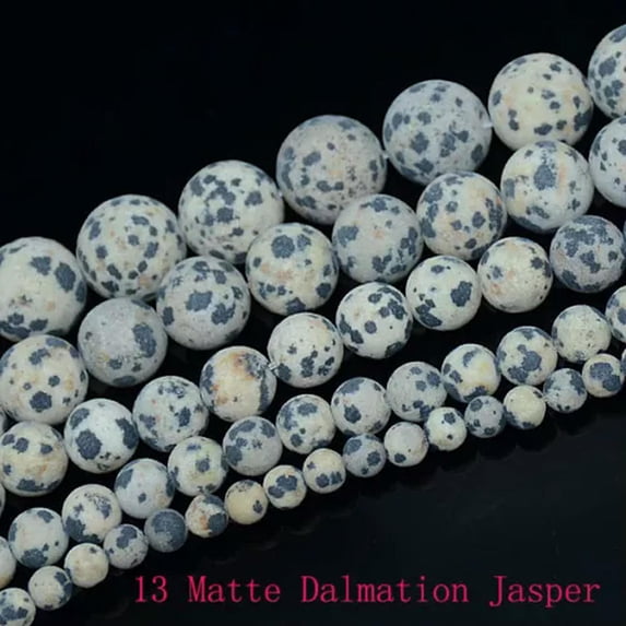HOOUN 4mm 6mm 8mm 10mm Natural Frosted Matte Gemstones Round Loose Beads Jewelry 15"-4mm-13 Matte Dalmation Jasper
