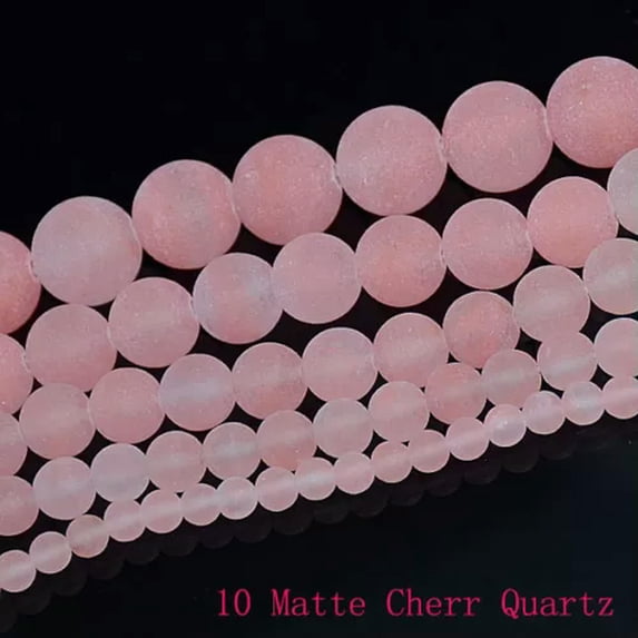 HOOUN 4mm 6mm 8mm 10mm Natural Frosted Matte Gemstones Round Loose Beads Jewelry 15"-6mm-10 Matte Cherry Quartz