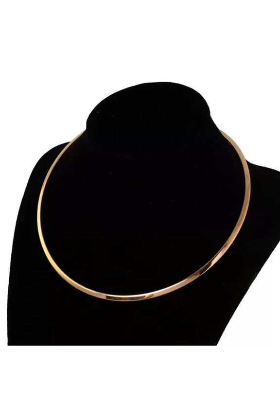 4mm Gold Stainless Steel Trendy Choker Collar Open Cuff Necklace Womens Necklace
