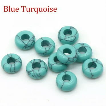 HOOUN 4mm Large Hole Loose Rondelle European Beads for Bracelet Jewelry Making Charms-Blue Turquoise-5PCS (Random Pick)