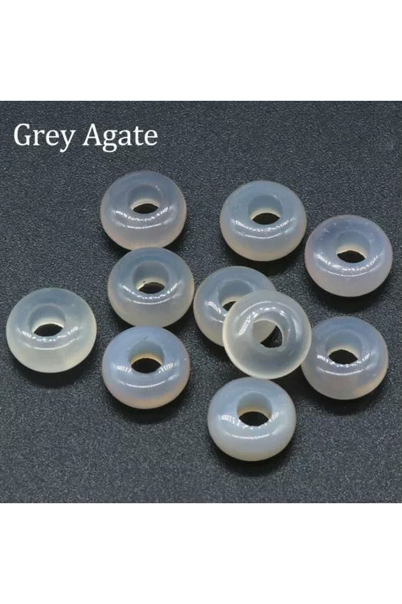4mm Large Hole Loose Rondelle European Beads for Bracelet Jewelry Making Charms-Gray Agate-Only 1PC (Random Pick)
