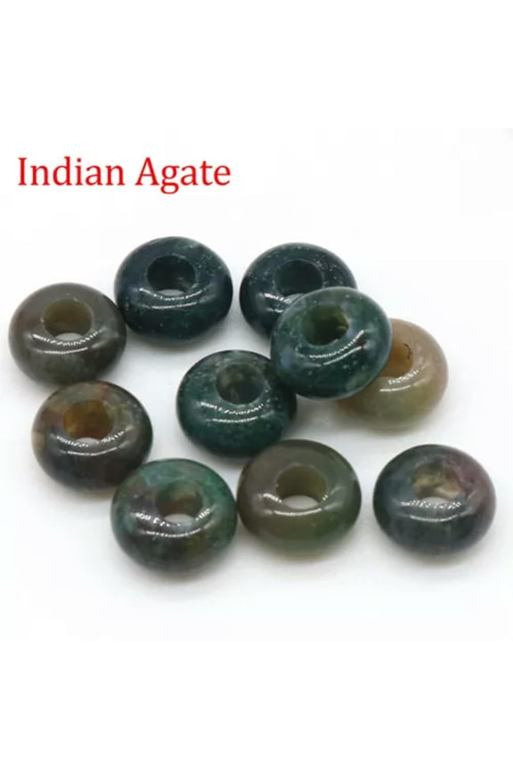 4mm Large Hole Loose Rondelle European Beads for Bracelet Jewelry Making Charms-Indian Agate-Only 1PC (Random Pick)