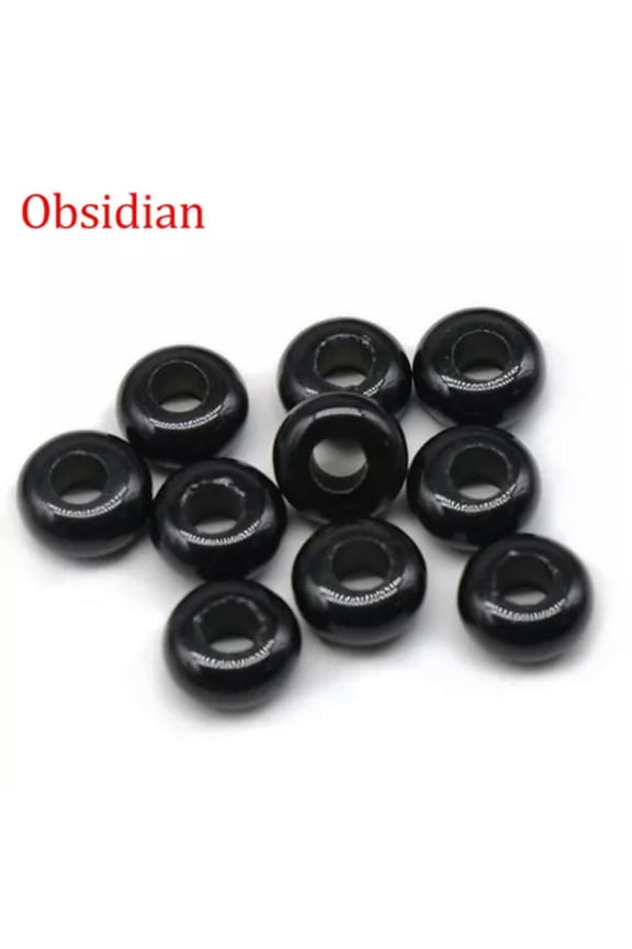 4mm Large Hole Loose Rondelle European Beads for Bracelet Jewelry Making Charms-Obsidian-Only 1PC (Random Pick)