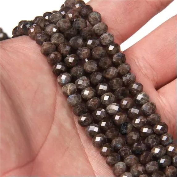 HOOUN 4x6mm Natural Gemstone Faceted Rondelle Spacer Loose Beads for Jewelry Making-9.Labradorite-7.5 inches