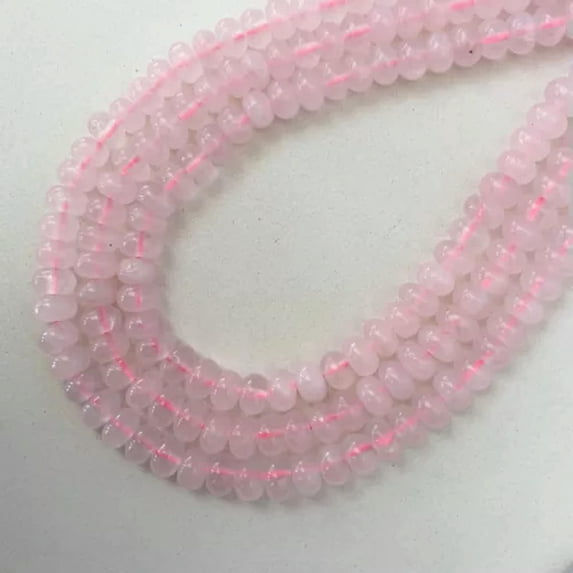 HOOUN 4x6mm Natural Gemstone Rondelle Spacer Loose Beads for Jewelry Making DIY 15''-1 rose quatrz-4x6mm 7.5 inches
