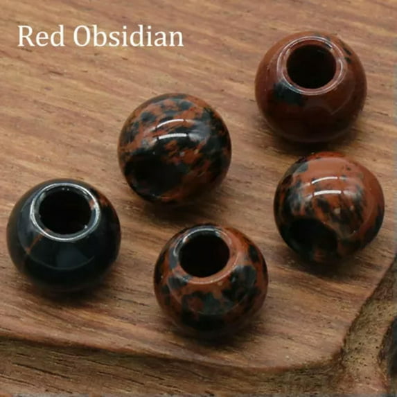 HOOUN 5*12mm Large Hole Loose Rondelle European Beads Bracelet Jewelry Making Charms-Red Obsidian-Only 1PC (Random Pick)