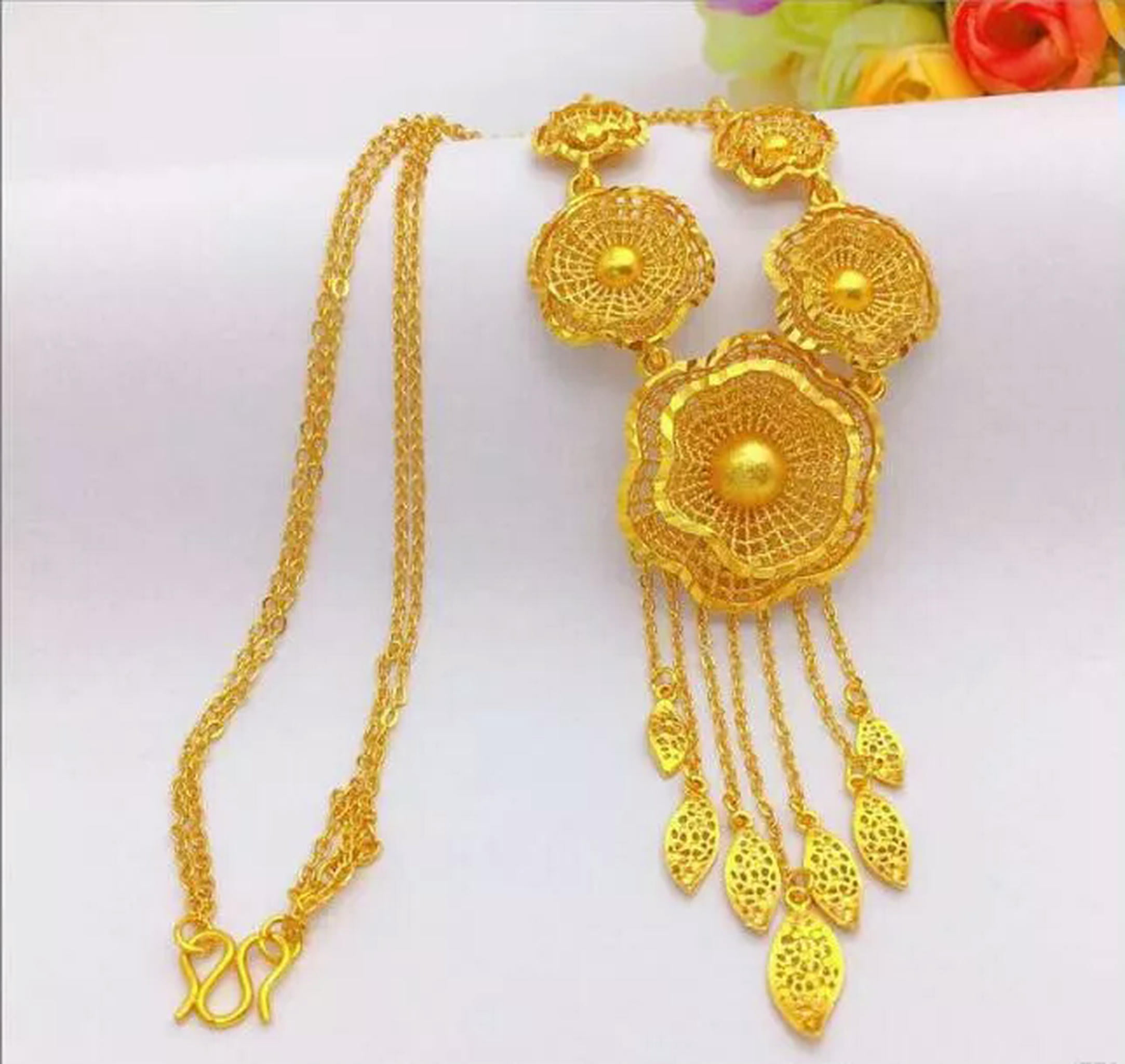 Jewellery Baht Chain Thai Baht Gold Plated Chain Necklace: 24-Inch
