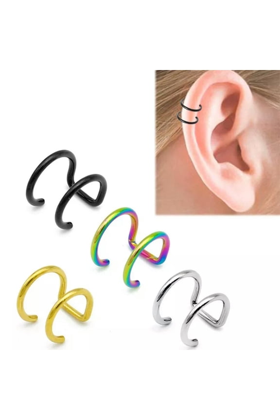 5 pcs Earring 925 Silver Plated Non piercing Cuff Ear Ring Fake Clip On Lip Gift