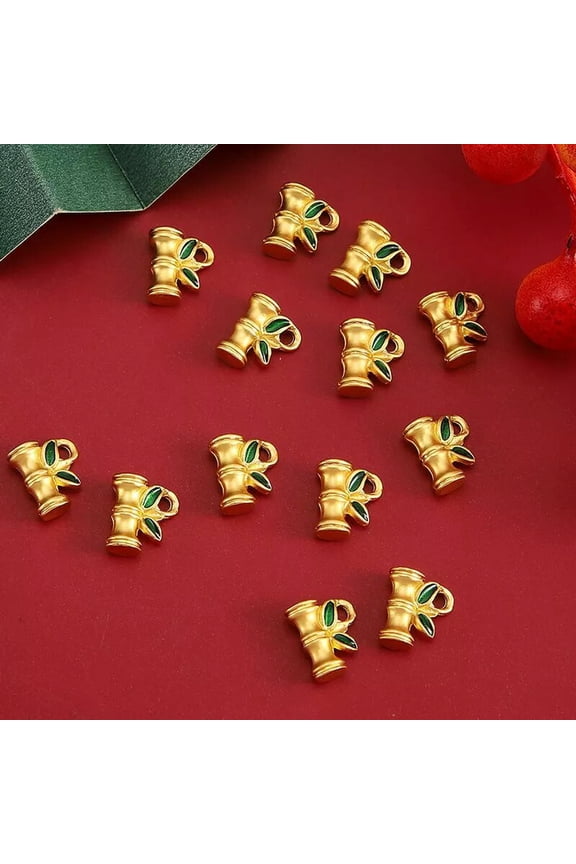 50 Pcs Dumb gold Enamel bamboo joint Charms 11x10MM DIY Accessory