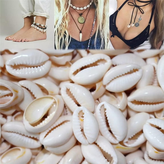 HOOUN 50 x Natural Cowrie Drilled Craft Shells Seashells Cowrie Craft Beads jewellery