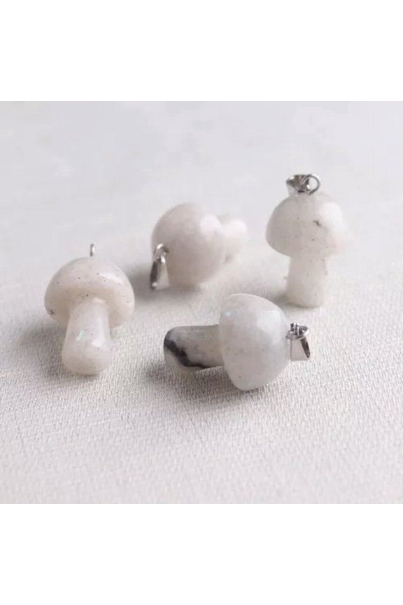 50PCS Wholesale Natural Stone Mushroom Pendant Healing Energy Crystal Jewelry-White Labradorite
