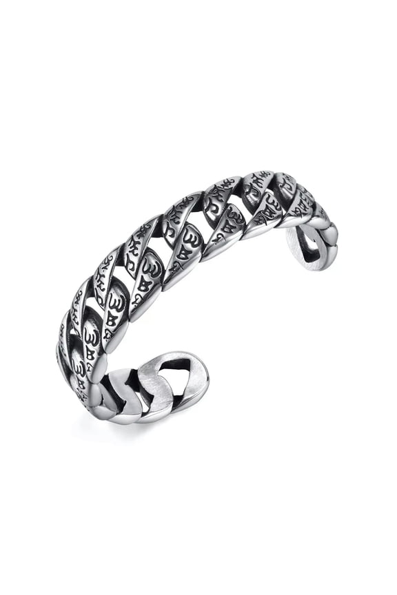 50g Weight Stainless Steel Mens Cuff Bangle Cool Hip-Hop Bracelet Vintage Silver