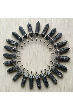 50pc Natural ShimmerStone Hexagonal Pointed Chakra Pendants Crystal Stone Pillar