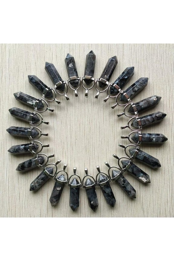 50pc Natural ShimmerStone Hexagonal Pointed Chakra Pendants Crystal Stone Pillar