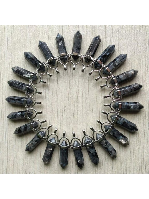 50pc Natural ShimmerStone Hexagonal Pointed Chakra Pendants Crystal Stone Pillar