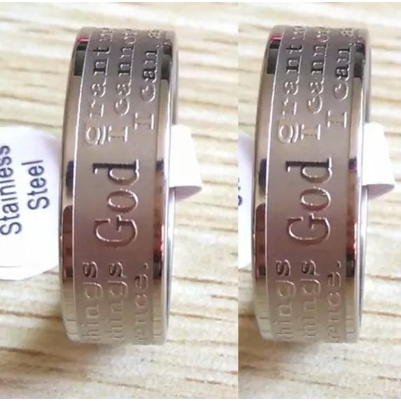 HOOUN 50pcs Jesus Religious Etched Serenity Prayer 316L Stainless steel Wedding Rings