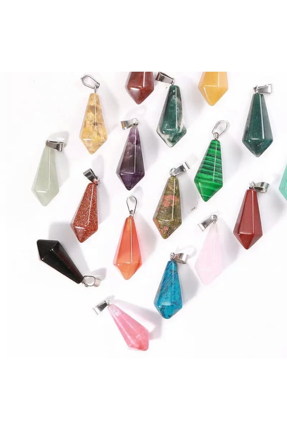 50pcs Natural Crystal Quartz Hexagonal Pyramid Stone Pendants for Jewelry Making