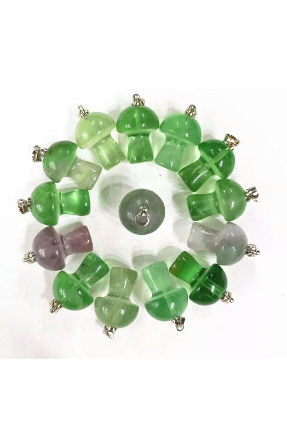 50pcs Natural Fluorite Stone Quartz Mushroom Crystal Massage Healing Pendants