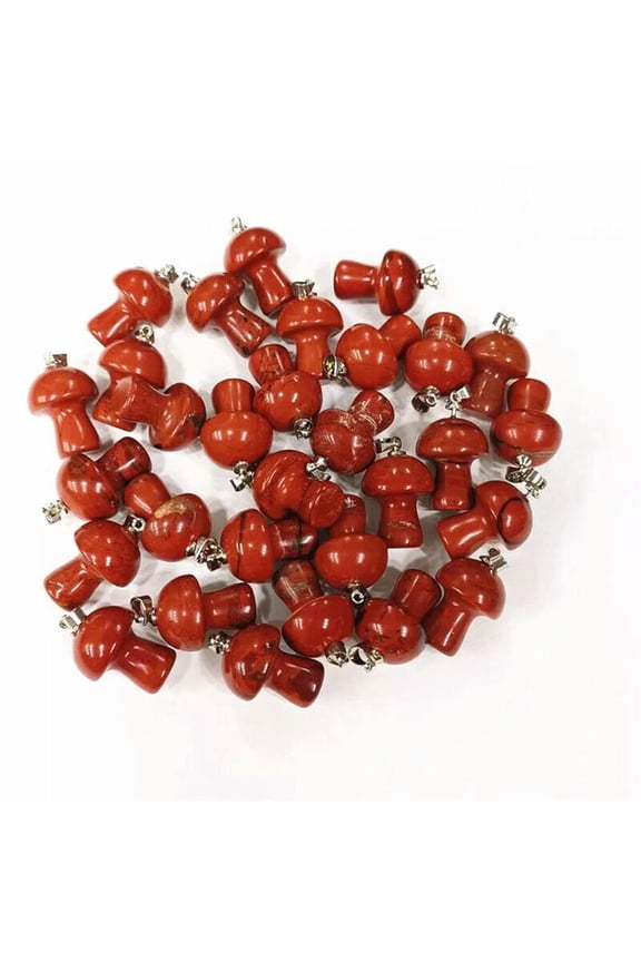 50pcs Natural Red Jasper Stone Mushroom Pendants Prism Magic Wand Energy Amulet
