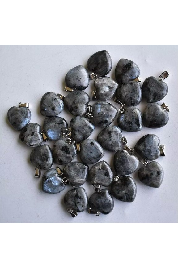 50pcs Natural ShimmerStone Heart Pendant Healing 20mm Gemstone Jewelry Making