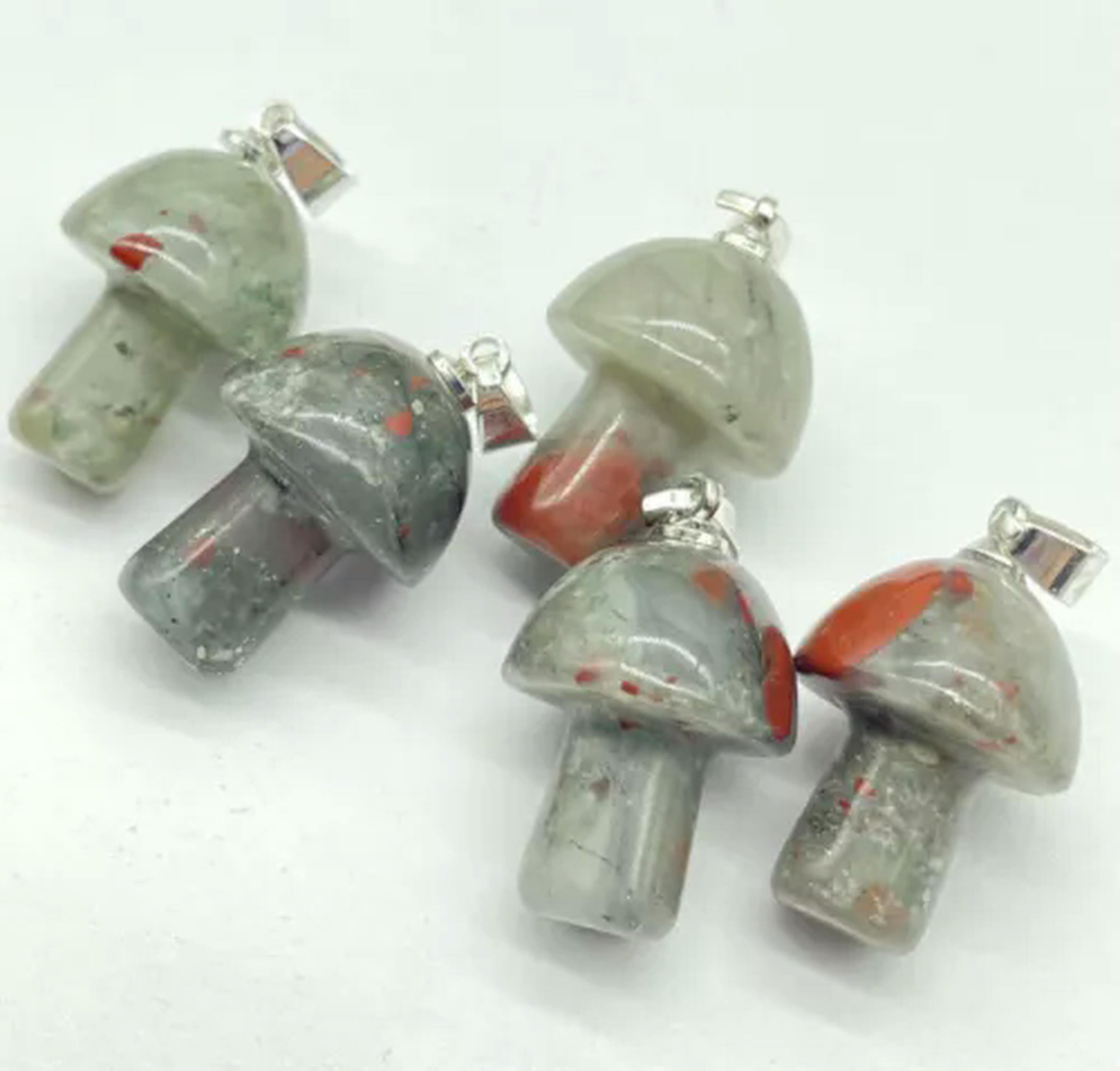 HOOUN 50pcs Natural Stone Crystal Quartz Mushroom Pendants Prism Magic Wand Energy-African Blood Stone