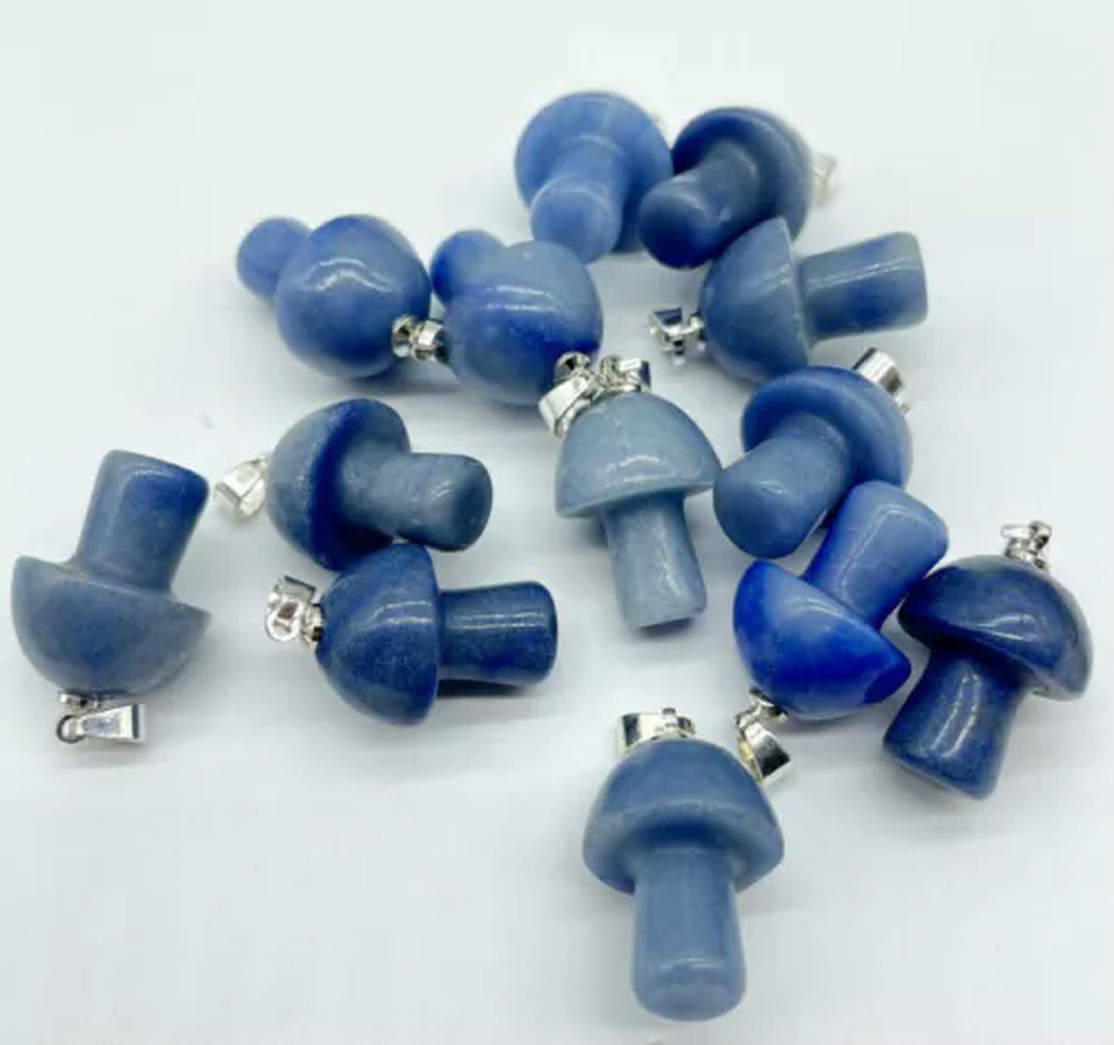 HOOUN 50pcs Natural Stone Crystal Quartz Mushroom Pendants Prism Magic Wand Energy-Blue Aventurine