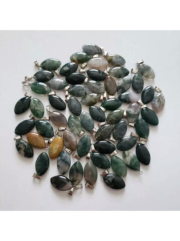 50pcs Natural Stone India Agate Horse Eye Shape Pendants Bead Jewelry 27x14mm