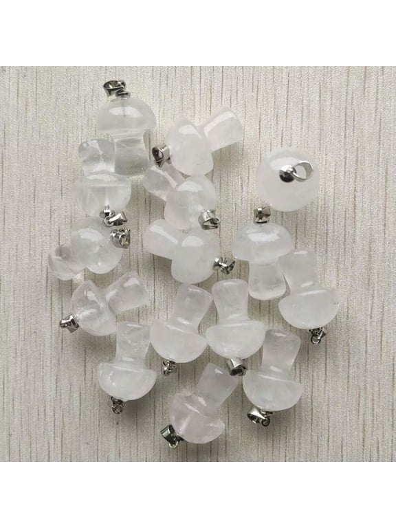 50pcs Natural White Crystal Stone Mushroom Pendants Prism Magic Wand Energy