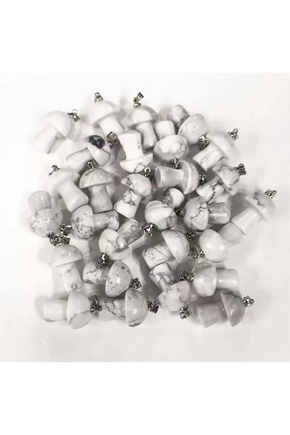 50pcs Natural White Howlite Stone Mushroom Pendants Prism Magic Wand Energy