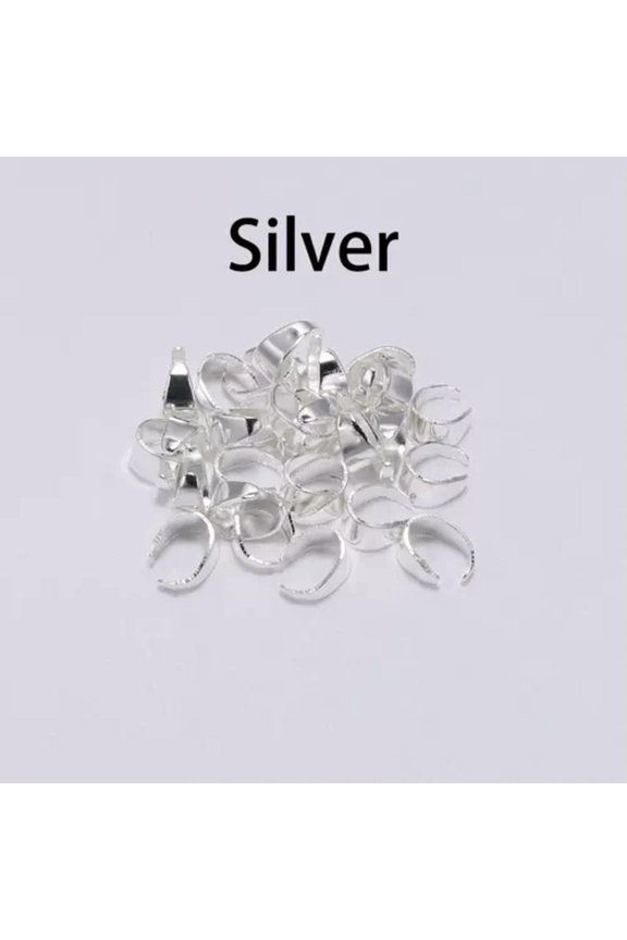 50pcs Pendant Clips Pinch Bail Clasps Buckle Charm DIY Necklace Hook Connector-Silver-5 x 7mm 50pcs