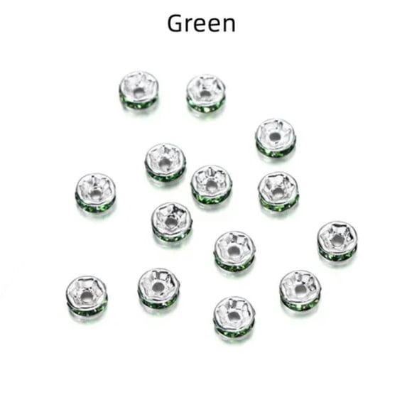 HOOUN 50pcs Rhinestone Rondelles Crystal Bead Loose Spacer Bead for DIY Jewelry Making-Green-10mm x 50Pcs