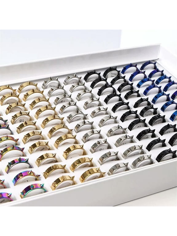 50pcs/lot Style Twelve Stainless Steel Rings Jewelry Mix Style Wholesale Bulk