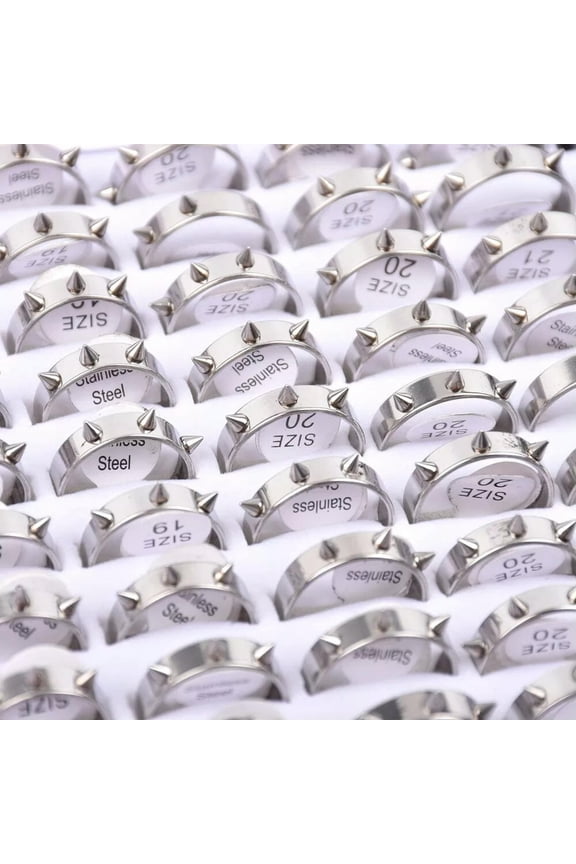 50pcs/lot Ten Eight Stainless Steel Rings Jewelry Mix Style Wholesale Bulk