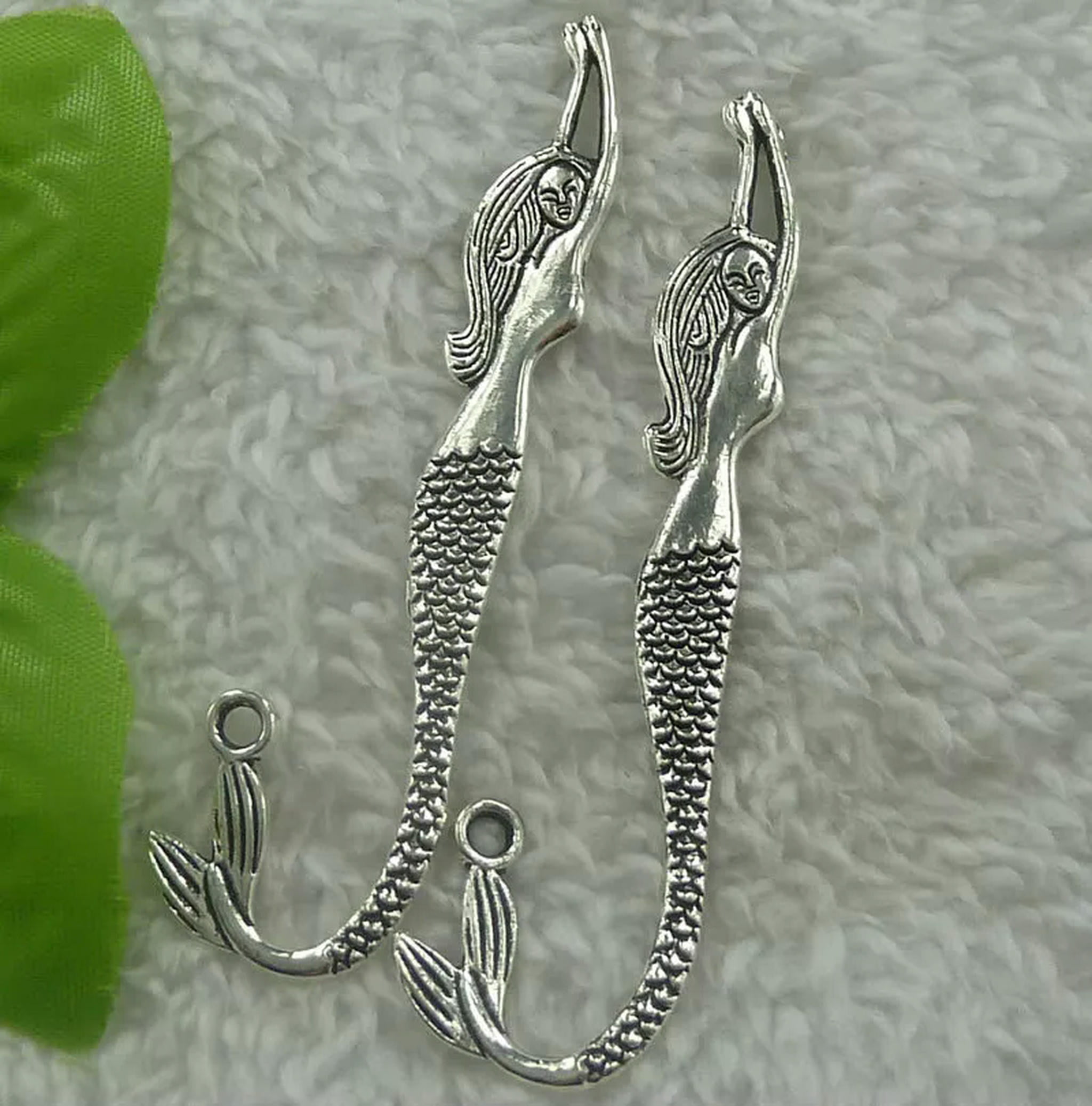 HOOUN 52 pcs tibet silver mermaid bookmarks 81x21mm B2299