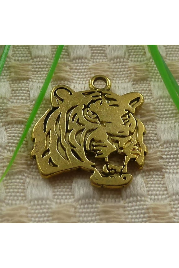 54Pcs Antique Gold Plated Tiger Charms Pendant 27X24MM S4370 DIY Jewelry Making