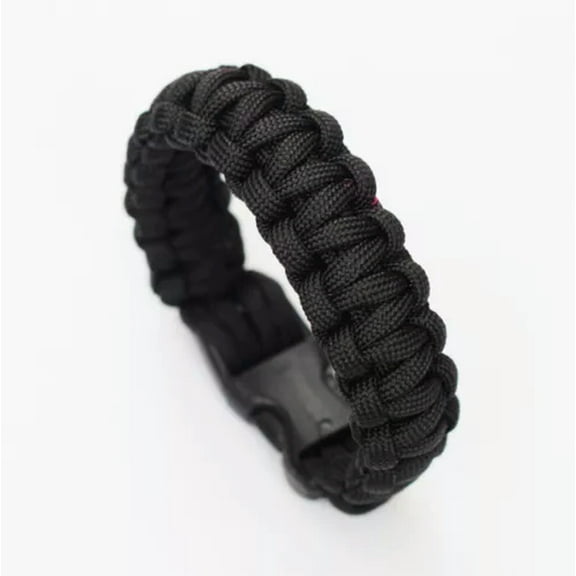 HOOUN 550lb Paracord Survival Bracelet, 7 Strand Wristband Parachute Camping Emergency-Black